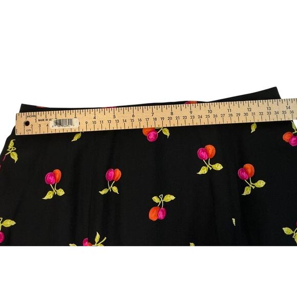 Dana Buchman Petites Silk Cherry Print Skirt 10P Black A-Line Vintage Y2K - Picture 4 of 8